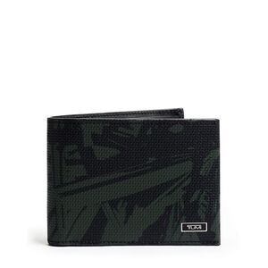 Tumi Monaco Double Billfold Wallet Green / Black Palm Print